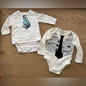 White long sleeve Bodysuits with Playful Tie Designs
